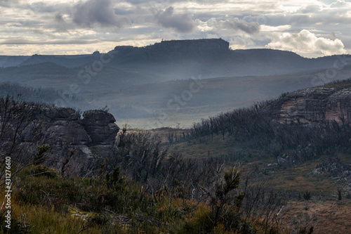 Dawn with Profile Rock breathing mist  Budawangs  NSW  April 2021
