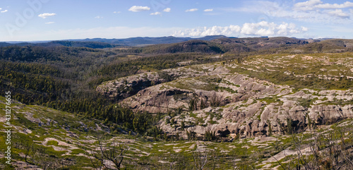 View of rocky hills  Budawangs  NSW  April 2021