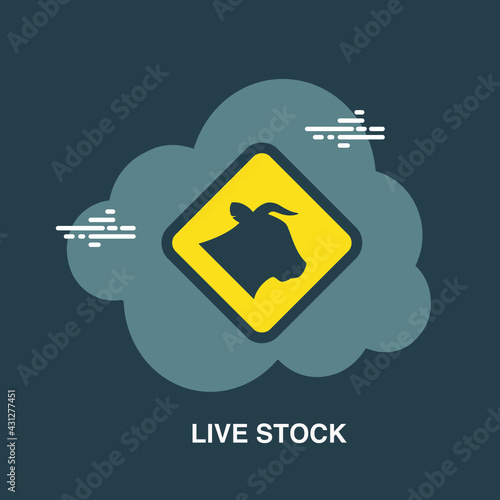 Live stock with bull symbol flat concept design
