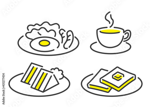 ベクターイラスト素材：朝食の料理、セット
