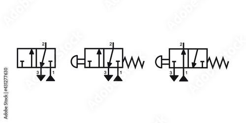 Vector illustration symbol directional pneumatic control valves 3-2 way  © Werachat