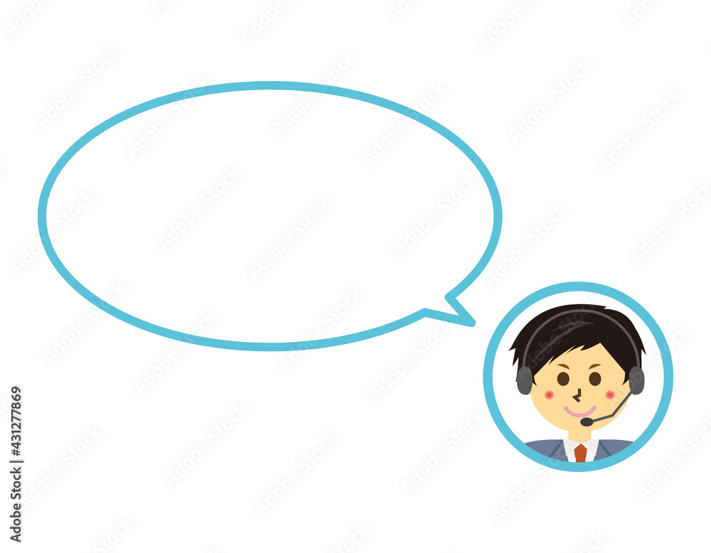 ヘッドセットを付けたテレフォンオペレーターのベクターイラスト