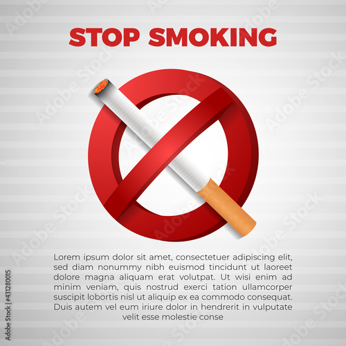 no and stop smoking with 3D realistic cigarette sign