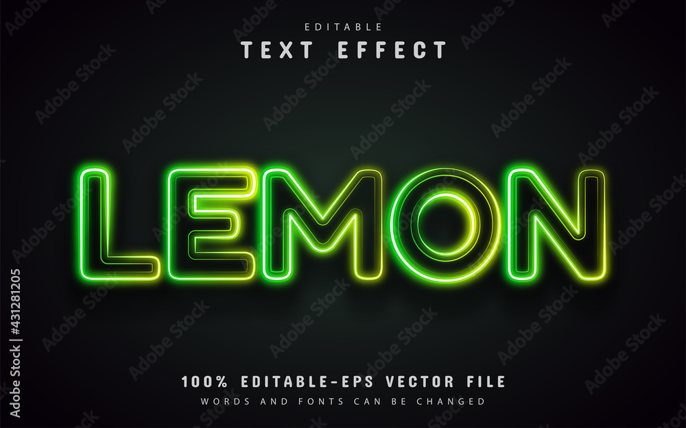 Lemon text effect neon style