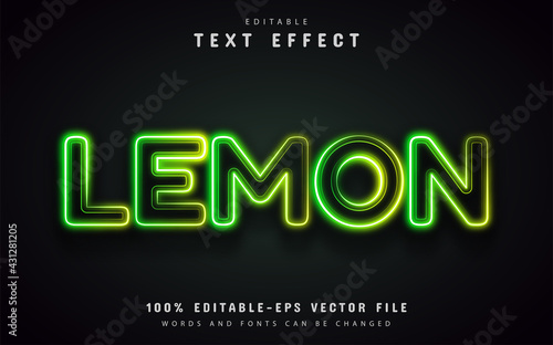 Lemon text effect neon style