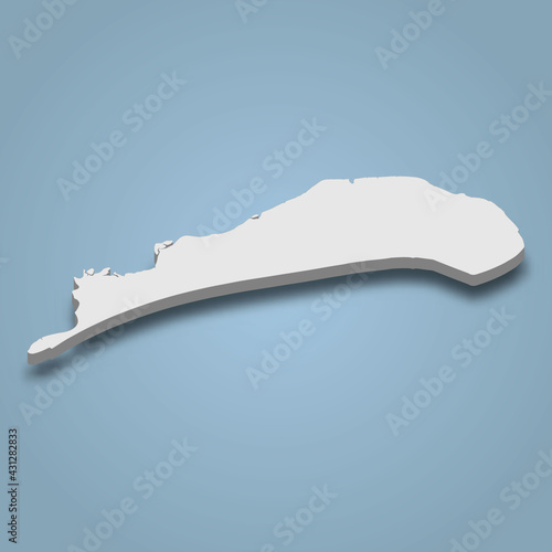 3d isometric map of Kiawah is an island in South Carolina, isolated vector illustration photo