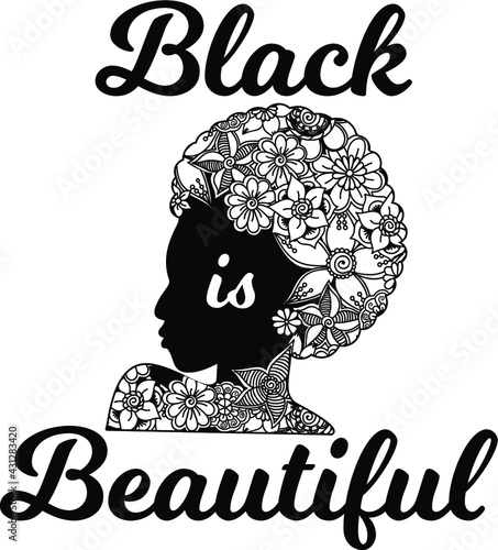 Black is beautiful, Black woman , afro girl, african american, flowers mandala