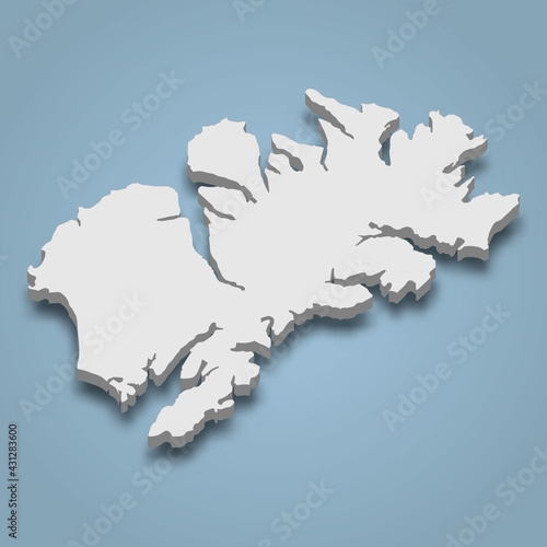 3d isometric map of Kodiak is an island in Alaska