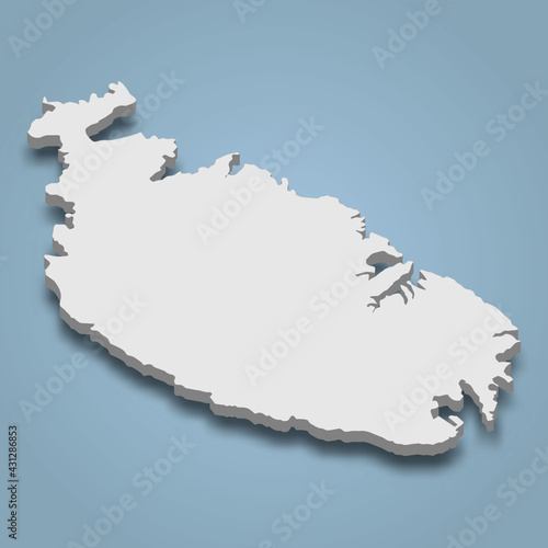 3d isometric map of Malta is an island in Maltese archipelago