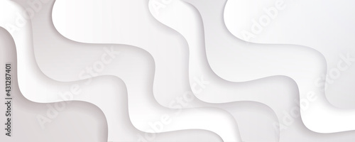 White and grey abstract modern background futuristic graphic energy sound waves technology concept hand drawn doodle waves dynamic shapes monochrome banner. Simple white background paper cut style