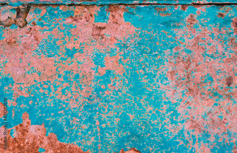 Fototapeta premium The texture of the old turquoise paint