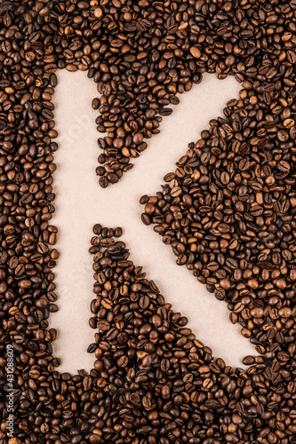 coffee bean letters. alphabet. coffee beans