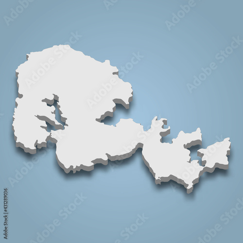 3d isometric map of Orkney Mainland is an island in Scotland