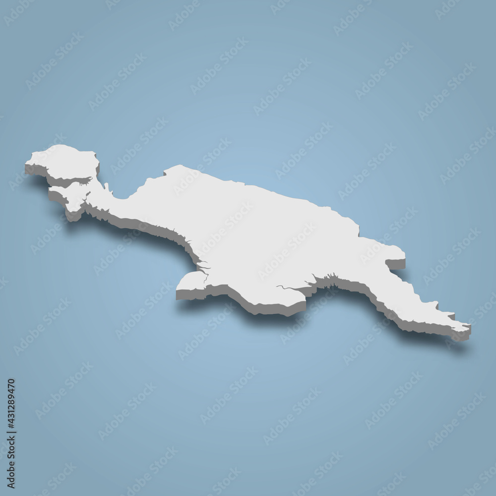 3d isometric map of Papua is an island in Indonesia