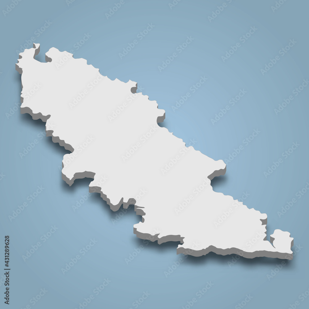 3d isometric map of Paxos is an island in Ionian Islands