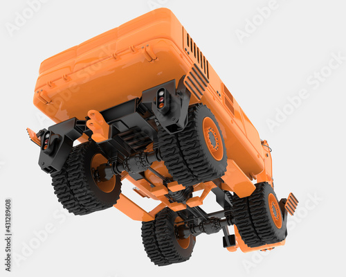 Wheel excavator isolated on background. 3d rendering - illustration