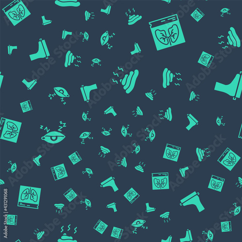 Set Shit, Lungs x-ray, Insomnia and Flat foot on seamless pattern. Vector