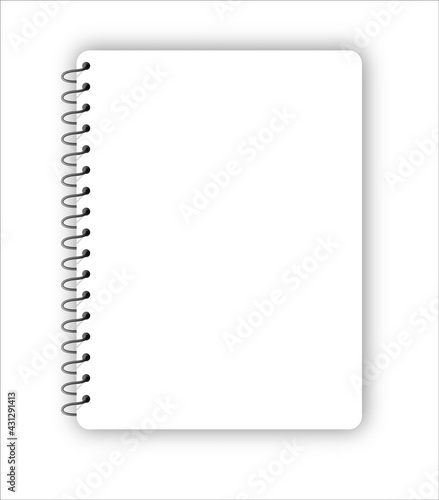 Realistic metal spiral vector blank notebook isolated on white