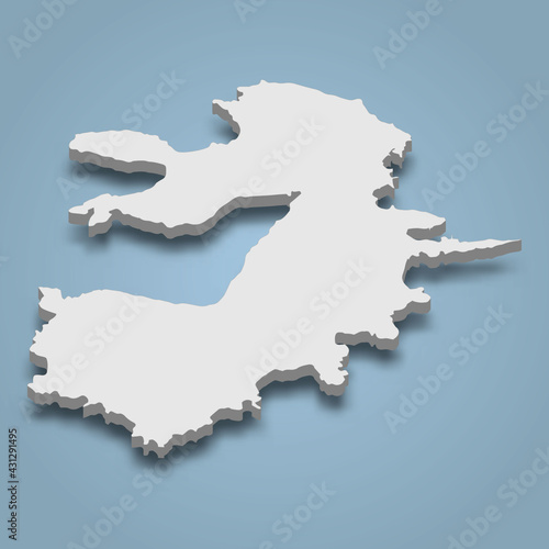 3d isometric map of Salamis Island is an island in Greece