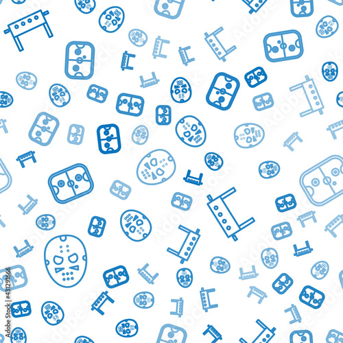 Set line Hockey mask, Hockey table and Air hockey table on seamless pattern. Vector