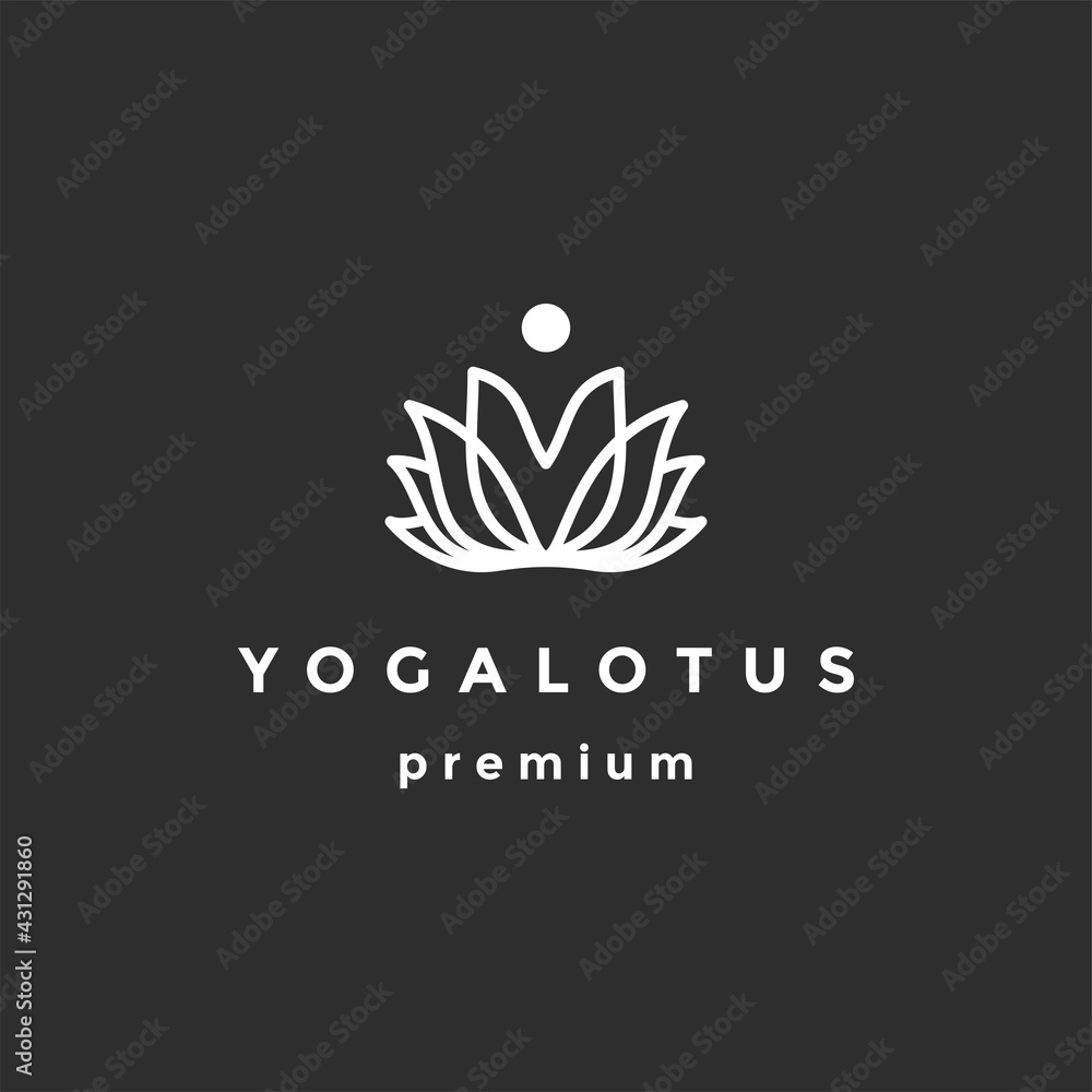Beauty Vector lotus yoga design logo Template icon on black background