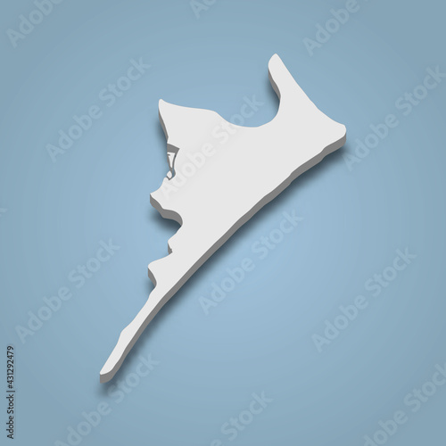 3d isometric map of Sea Island is an island in Golden Isles, Georgia