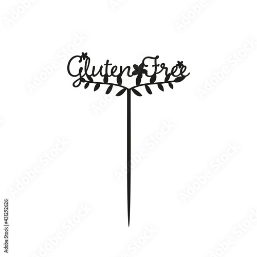 Vegan cake topper. Diet cake toppers for laser cutting. Laser cut template. Sign 'Gluten free' topper for milling cut.