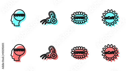 Set line Corona virus covid-19, , Positive and 2019-nCoV icon. Vector