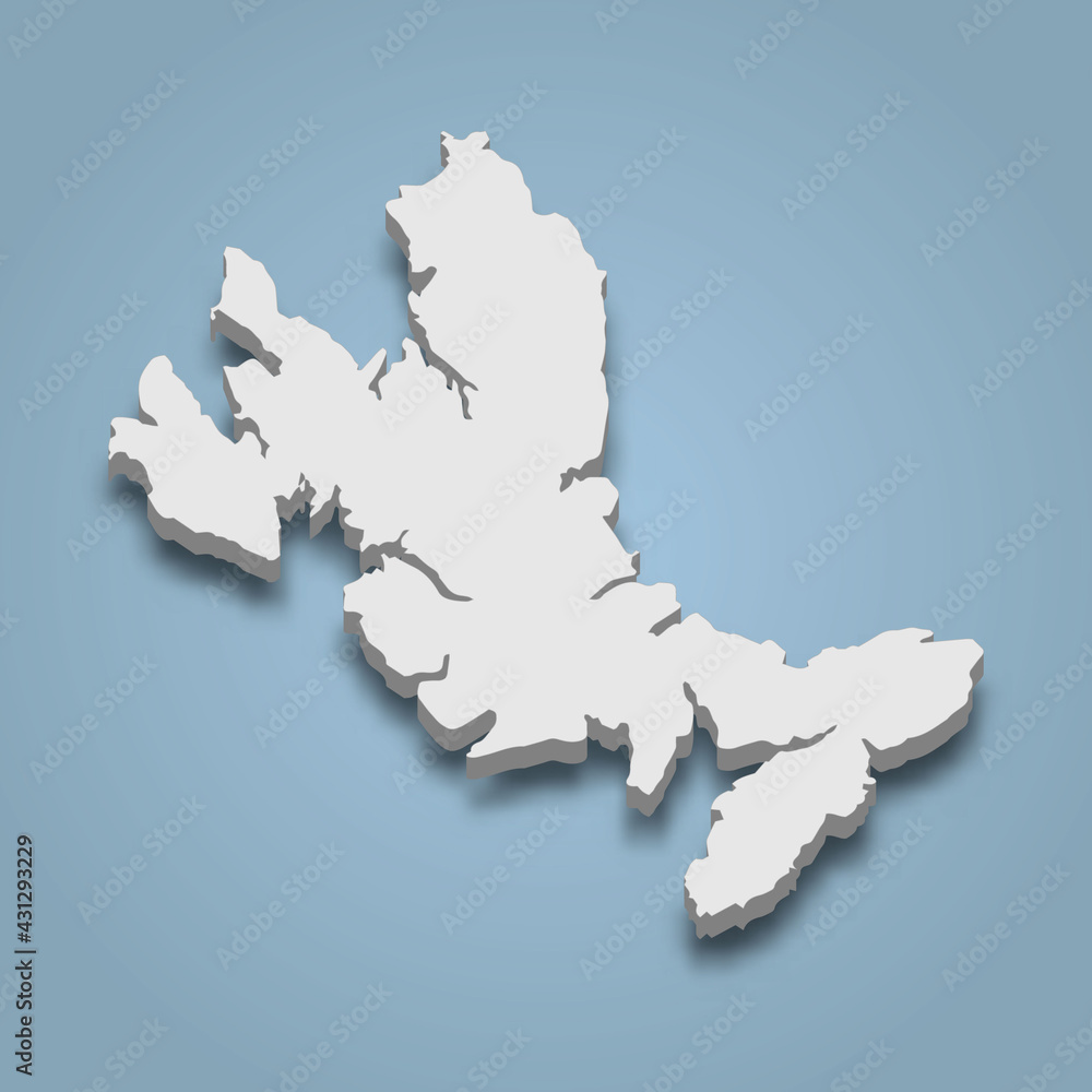 3d isometric map of Skye is an island in Scotland,