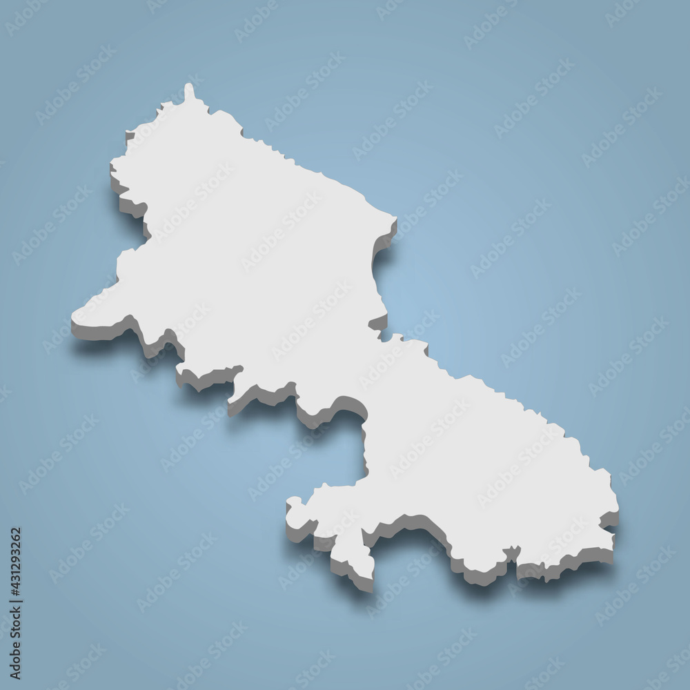 3d isometric map of Skyros is an island in Greece