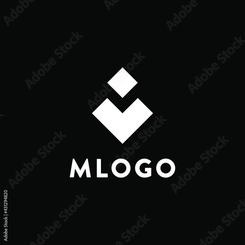 M Negative Space Letter Logo in Diamond Shape EPS Vector