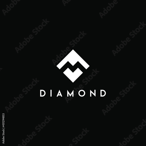 M Negative Space Letter Logo in Diamond Shape EPS Vector