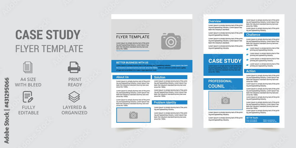 Case Study Template. Colorful booklet design. Corporate Modern Business Double Side Flyer Template.
