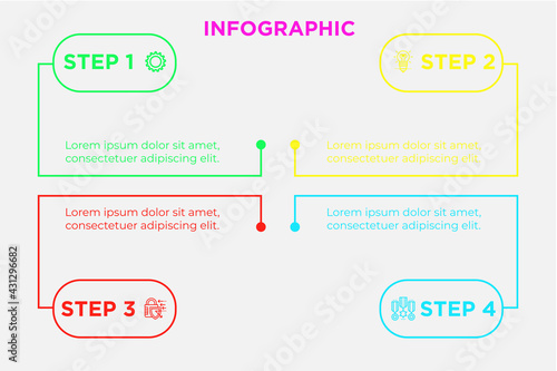 Business process. Gradient step by step. Vector business template for presentation. Business process