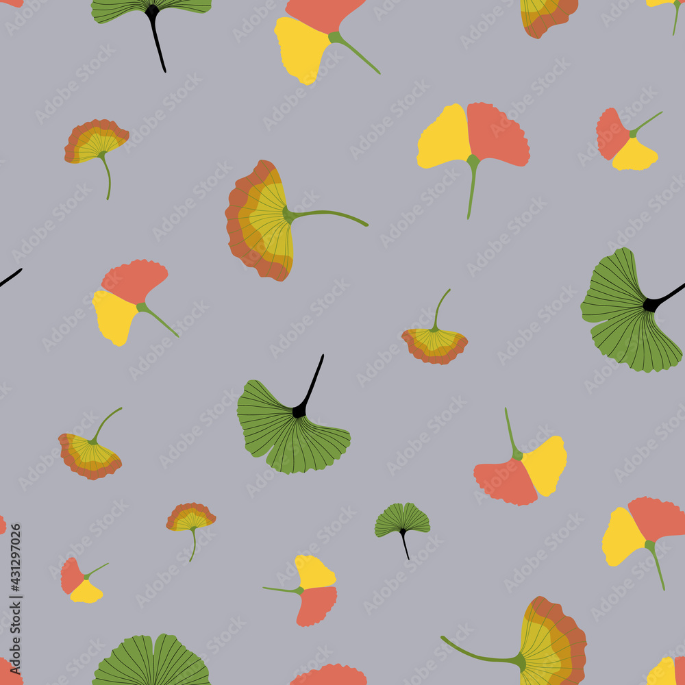 Obraz premium ginkgo leaf vector repeat pattern