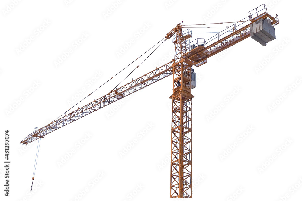 Tower crane for construction isolate on white background.