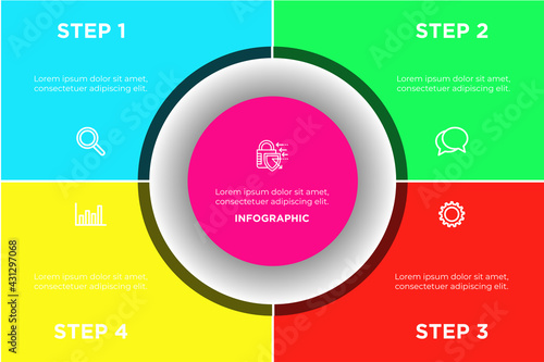 Business process. Gradient step by step. Vector business template for presentation. Business process