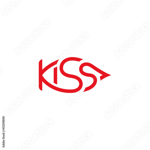 Kiss lettering, girl lips concept. Creative logo design.