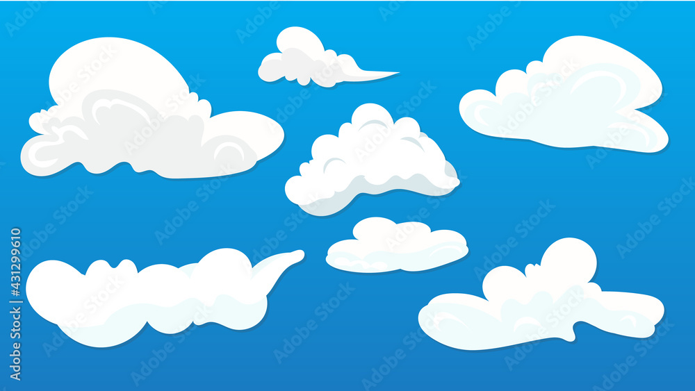 Set of cartoon clouds ,Clouds soaring in the air , isolated on white background, Vector Illustration EPS 10 Set of cartoon clouds ,Clouds soaring in the air , isolated on white background, Vector Illustration EPS 10