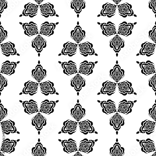 Fototapeta Naklejka Na Ścianę i Meble -  Seamless geometric line pattern in eastern or arabic style. Black and white background. Good for clothing, textiles, backgrounds and prints. Vector illustration.