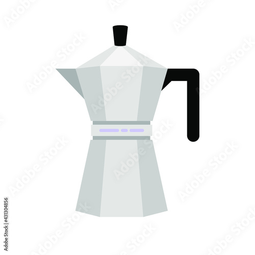 Traditional Italian-style coffee maker. Vector flat coffee machine.
