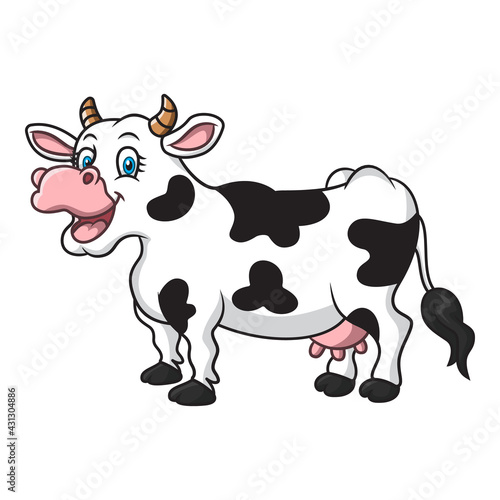 Happy Cow Cartoon Drawing Illustration