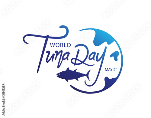world tuna day modern vector calligraphy. good for world tuna day celebration, logo, symbol, sign, t shirt, sticker, flyer design. Ink illustration isolated on white background. vector illustration ep