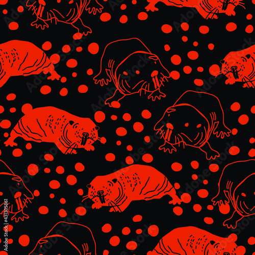 seamless pattern with Naked mole-rat