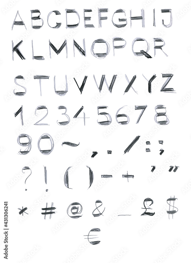 English unique hand drawn alphabet. Lettering, typography. English unique hand drawn alphabet. Lettering, typography.