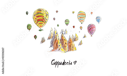 Watercolor balloons in Cappadocia