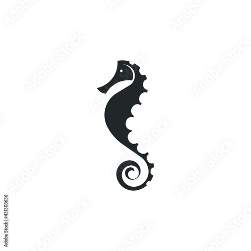 Seahorse logo silhouette design - underwater animal sea marine fish wild life vector illustration nautical swimming horse fish adorable diving dive tiny dragon