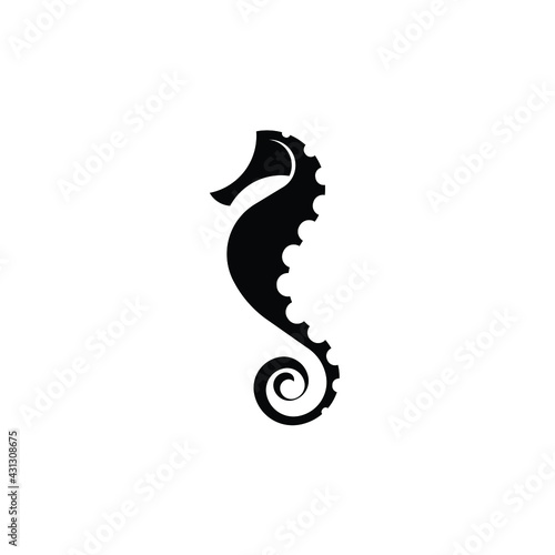 Seahorse logo silhouette design - underwater animal sea marine fish wild life vector illustration nautical swimming horse fish adorable diving dive tiny dragon