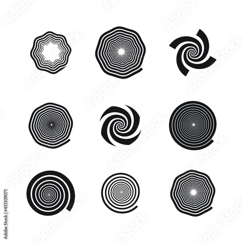 Hypno Abstract Illustration collection set bundle - Hypnotic Vector Effect Spiral Vortex Curl Twirl Helix Spinning Element