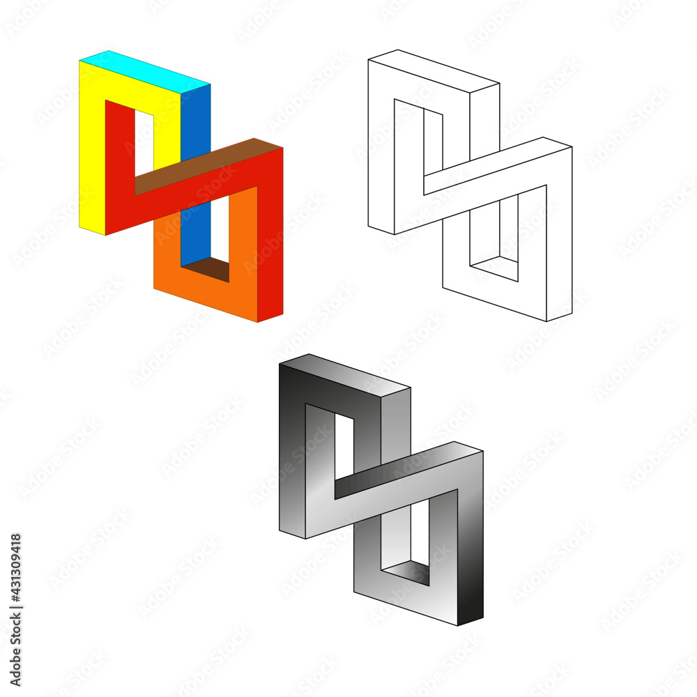 Impossible square sign 3d. Optical illusion Impossible square sign 3d. Optical illusion